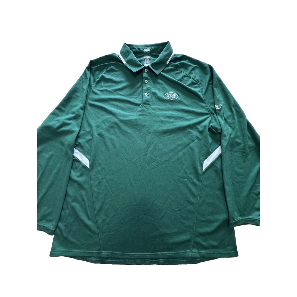 Reebok PlayDry New York Jets Long Sleeve Polo Shirt Mens 2XL Green NFL Football